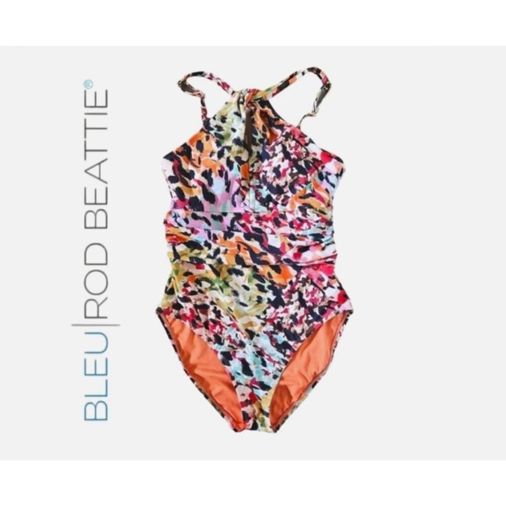 Bleu Rod Beattie Keyhole Halter One Piece Swimsuit Party Animal Women 10 NWT